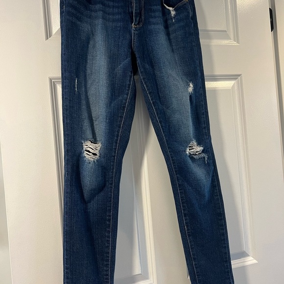 PAIGE Denim - PAIGE Dark Blue Distressed Skinny Jeans